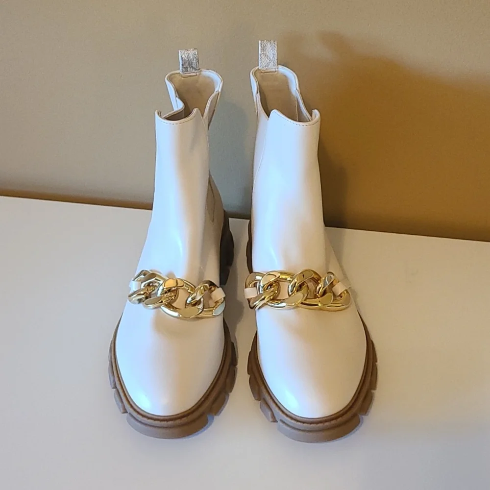 Michael Kors Leather Chain Boots 9 - Picture 1 of 7